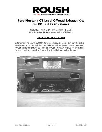 Ford Mustang GT Legal Offroad Exhaust Kits for ROUSH Rear Valence