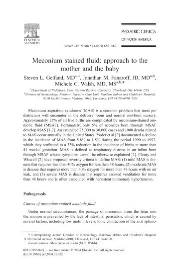 Meconium stained fluid: approach to the mother and the baby