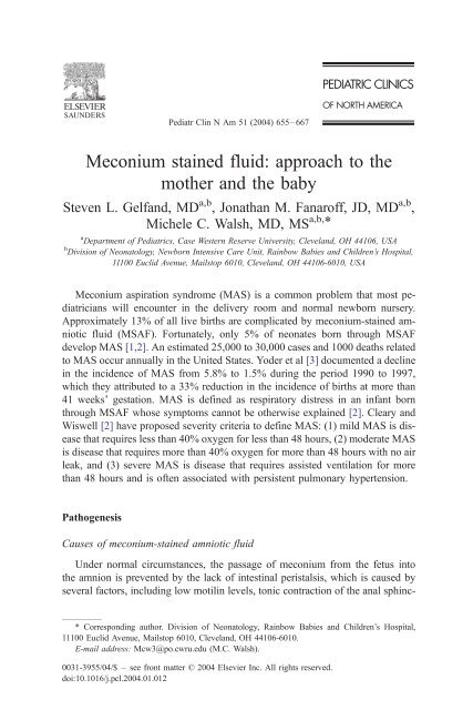 Meconium stained fluid: approach to the mother and the baby