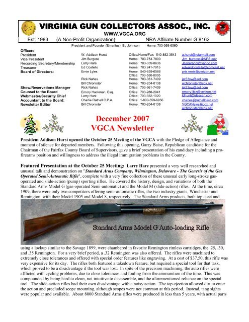 December07 VGCA Newsletter - Virginia Gun Collectors Association