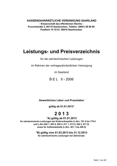 Leistungs- und Preisverzeichnis