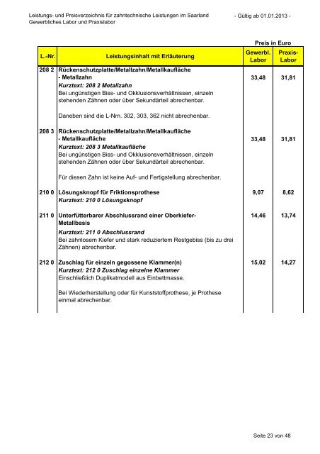 Leistungs- und Preisverzeichnis