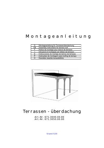 M o n t a g e a n l e i t u n g Terrassen - überdachung - Holzprofi24.de