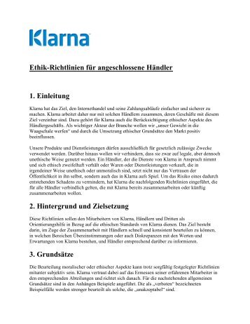 Unethische Produkte und Dienste - Klarna