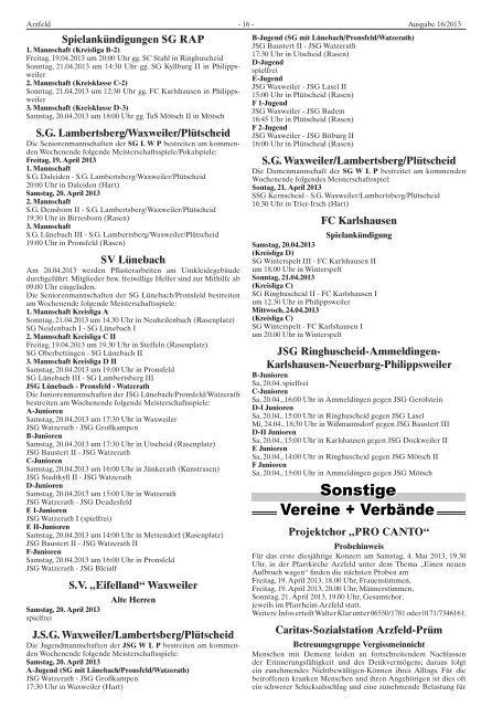 Ausgabe 16 - Verbandsgemeinde Arzfeld