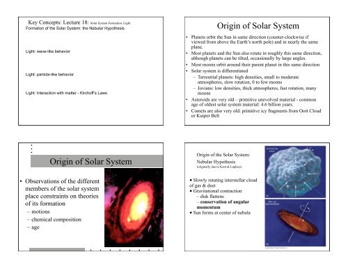 Origin of Solar System Origin of Solar System