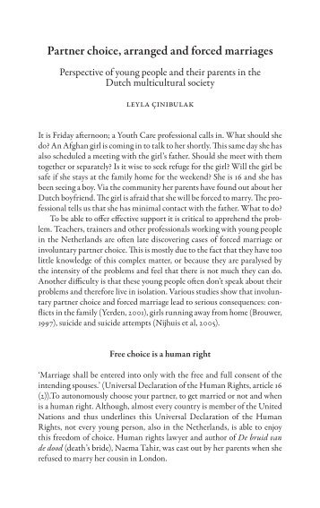 Partner choice, arranged and forced marriages - Huiselijk Geweld