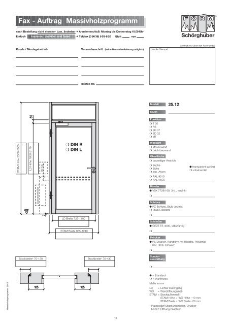 Fax - Auftrag Massivholzprogramm - Schörghuber