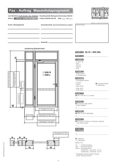 Fax - Auftrag Massivholzprogramm - Schörghuber