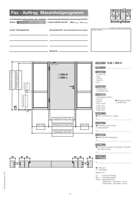 Fax - Auftrag Massivholzprogramm - Schörghuber