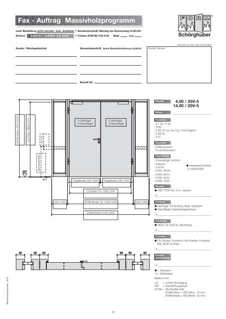 Fax - Auftrag Massivholzprogramm - Schörghuber