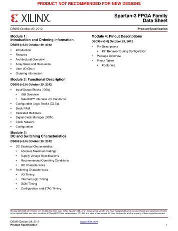 Xilinx DS099 Spartan-3 FPGA Family data sheet