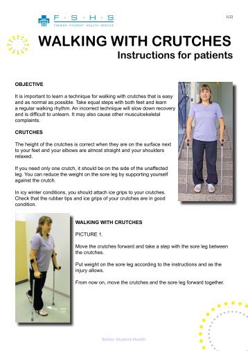 Walking with crutches, Instructions for patients - YTHS