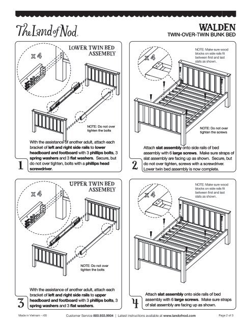 Assembly Instructions - The Land of Nod