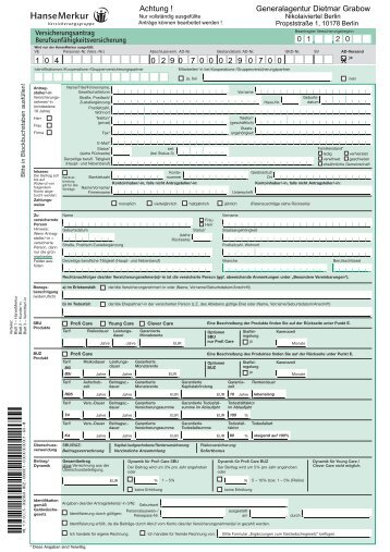 ML 101 09.05 Antrag SW - HanseMerkur Versicherung Berlin