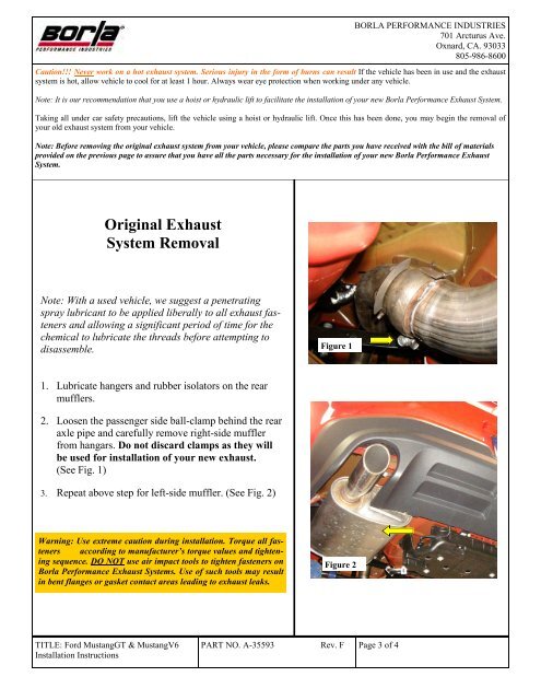 Exhaust System Installation Ford Mustang V6 & Mustang GT ... - Borla