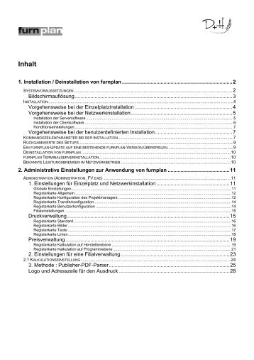 2. Administrative Einstellungen zur Anwendung ... - FurnPlan Updater