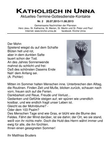 Katholisch in Unna 20.07. - 11.08.2013.pdf - Kirche-unna.de
