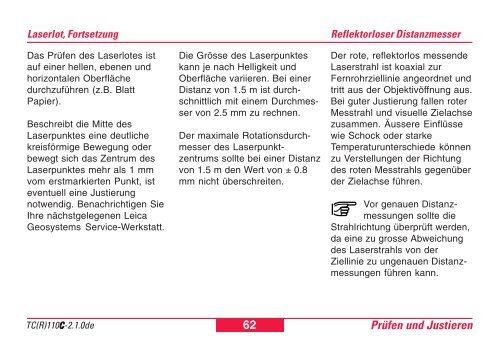 Gebrauchsanweisung TC(R)110 - Leica Geosystems