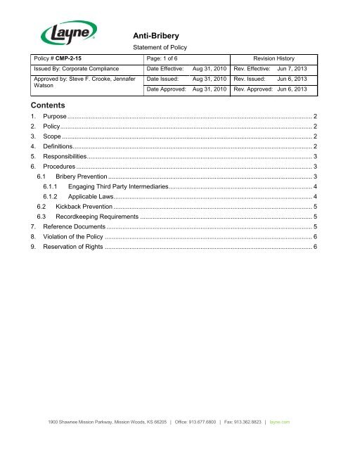 Anti-Bribery Policy - EthicsPoint