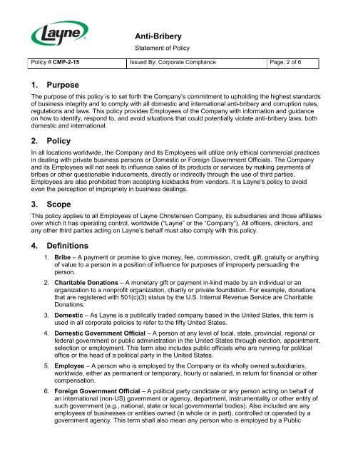 Anti-Bribery Policy - EthicsPoint