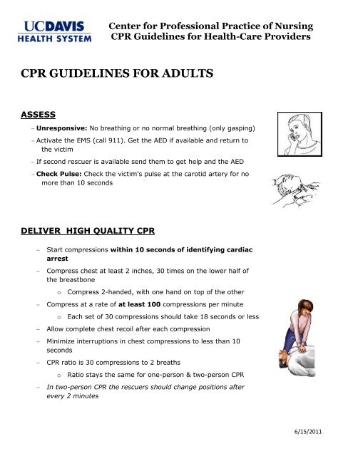 Center for Professional Practice of Nursing CPR Guidelines for ...