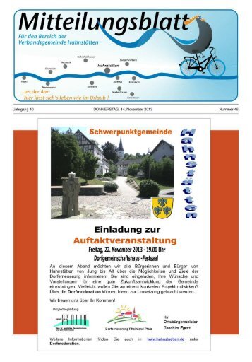 Mitteilungsblatt Nr. 46 vom 14.11.2013 - VG Hahnstätten