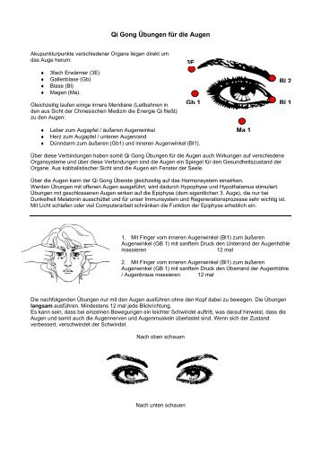 Ma 1 Bl 1 Bl 2 3E Gb 1 Qi Gong Übungen für die Augen