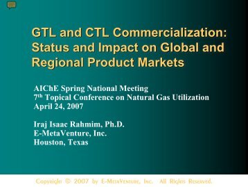 GTL and CTL Commercialization - E-Meta Venture, Inc.