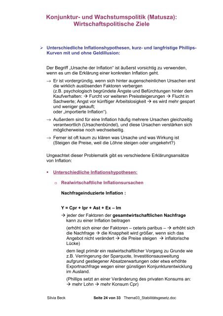 Konjunktur- und Wachstumspolitik (Matusza): Wirtschaftspolitische ...