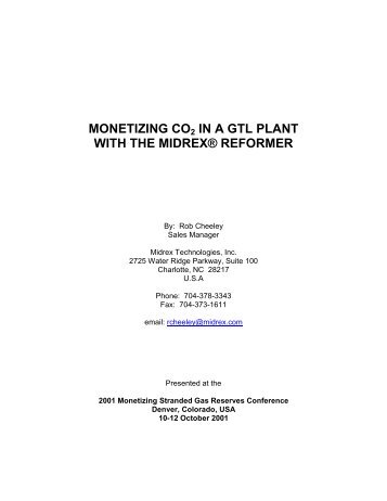 monetizing co2 in a gtl plant with the midrex® reformer