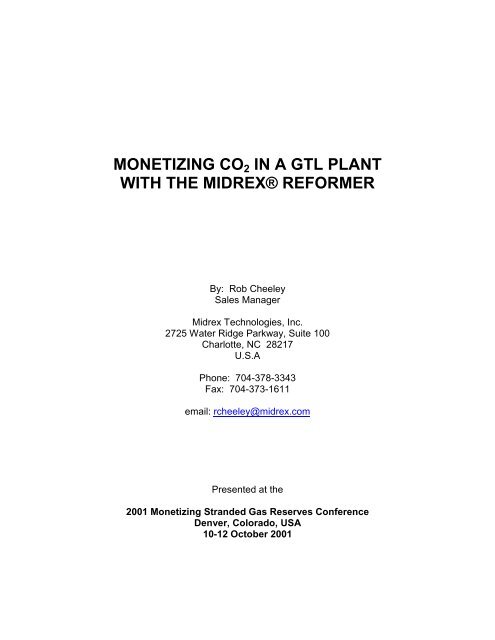 monetizing co2 in a gtl plant with the midrex® reformer