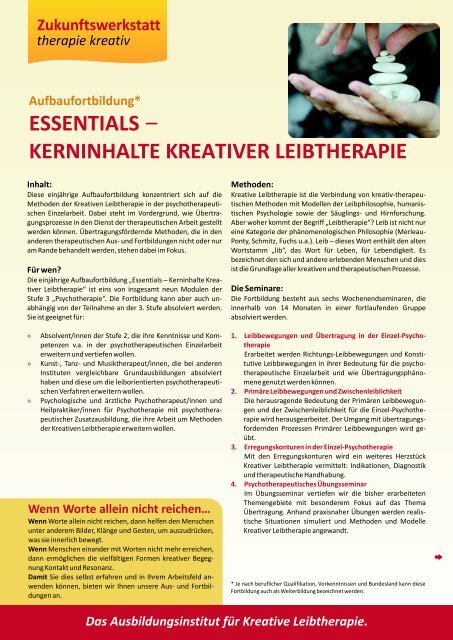 essentials kerninhalte kreativer leibtherapie - Zukunftswerkstatt ...