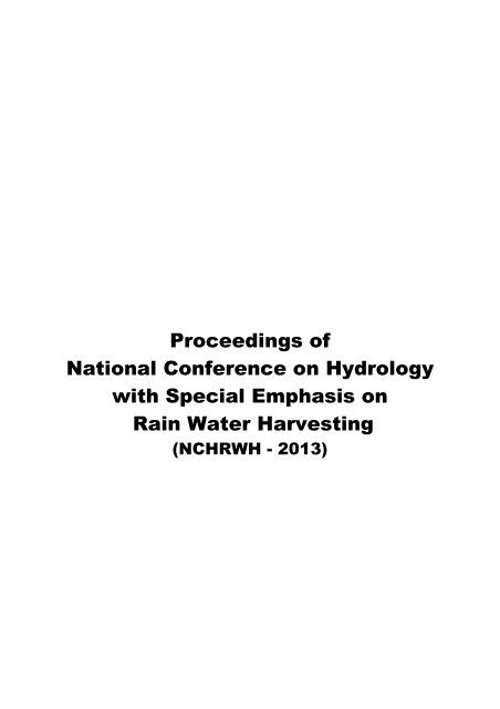 Proceedings of National Conference on Hydrology with Special ...