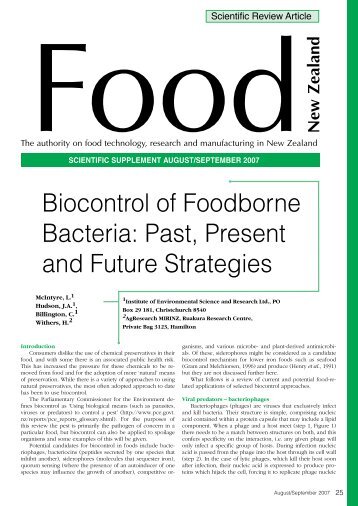 Biocontrol of foodborne Bacteria: Past, Present and future strategies