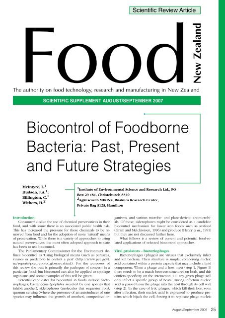 Biocontrol of foodborne Bacteria: Past, Present and future strategies
