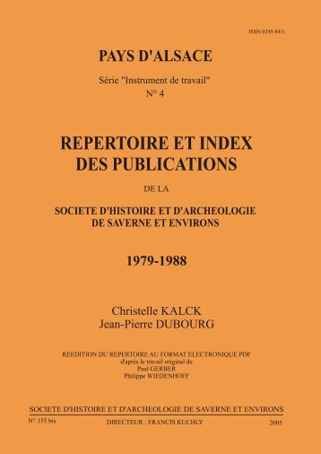 REPERTOIRE ET INDEX DES PUBLICATIONS - société d'histoire et ...