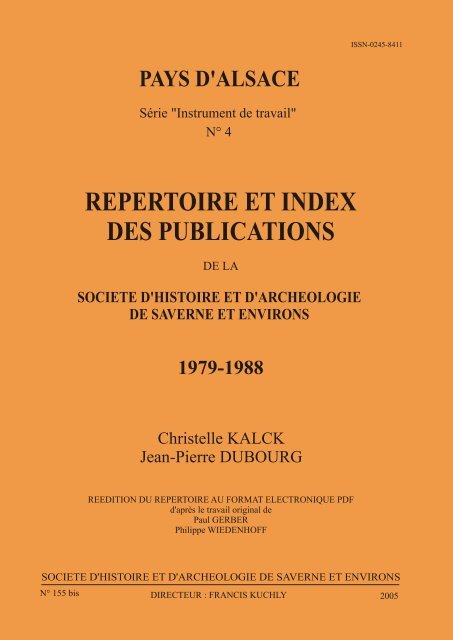 REPERTOIRE ET INDEX DES PUBLICATIONS - société d'histoire et ...