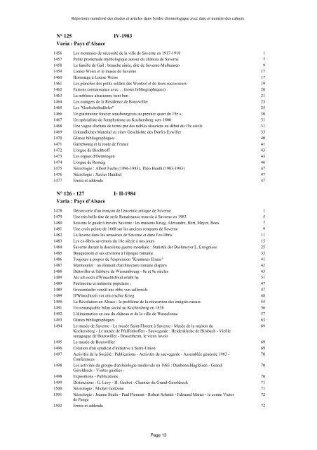 REPERTOIRE ET INDEX DES PUBLICATIONS - société d'histoire et ...