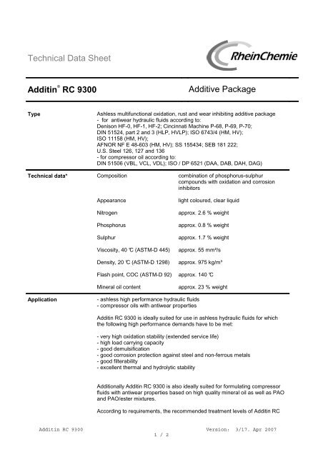 RC 9300 - WebShop - Rhein Chemie