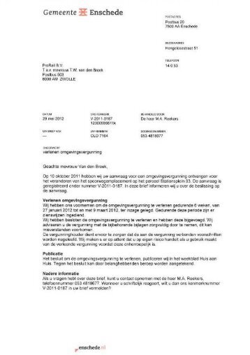 Enschede - Definitieve beschikking revisie - ProRail