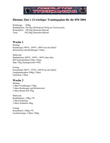 Dietmar Zint´s 12-wöchiger Trainingsplan für die DM 2004