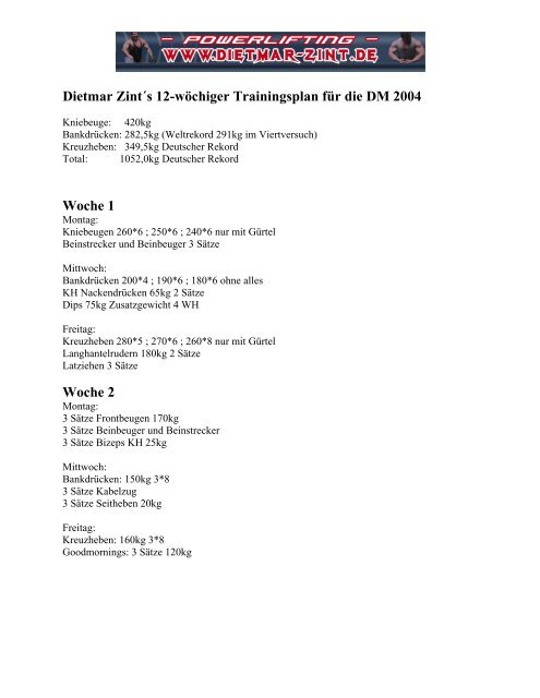 Dietmar Zint´s 12-wöchiger Trainingsplan für die DM 2004