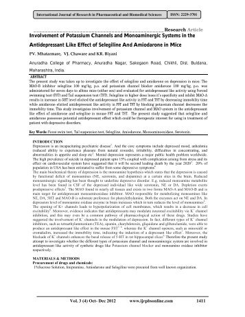 Involvement of Potassium Channels and Monoaminergic Systems in ...