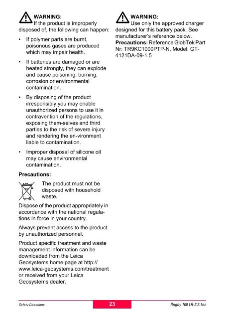 Rugby 100LR User Manual - Opti-cal Survey Equipment