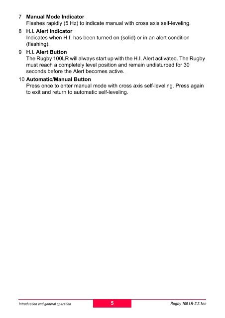 Rugby 100LR User Manual - Opti-cal Survey Equipment