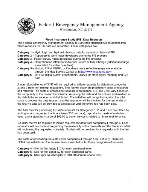 FIS Data Request Form - Federal Emergency Management Agency