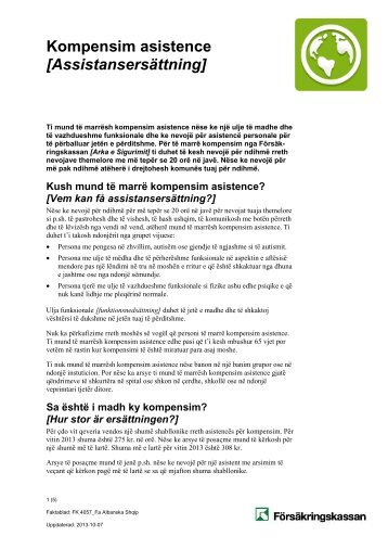 Kompensim asistence [Assistansersättning] - Försäkringskassan