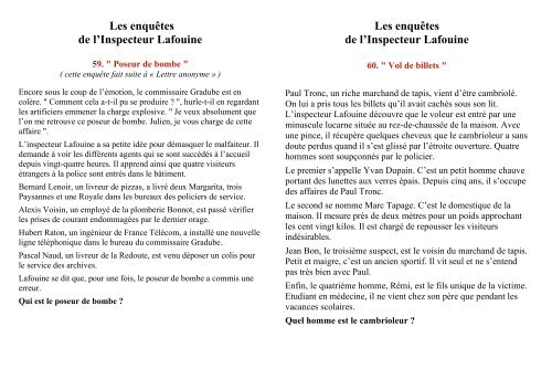 Les Enquêtes De L'inspecteur Lafouine Cm1 Cm2 Pdf Les