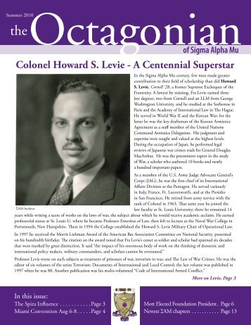 Colonel Howard S. Levie - A Centennial Superstar - Sigma Alpha Mu